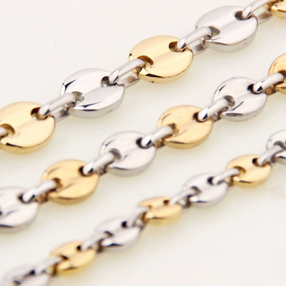 Men's Minimalist Titanium Steel Hiphop Coffee Bean Pig Nose Chain Necklace With Polishing Treatment
