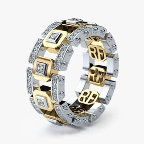 Men's Modern Rose Gold Color Geometric Metal Ring With Electroplated Finish Simple Fashion Engagement Jewelry