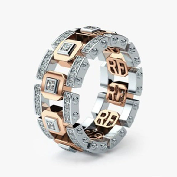 Men's Modern Rose Gold Color Geometric Metal Ring With Electroplated Finish Simple Fashion Engagement Jewelry