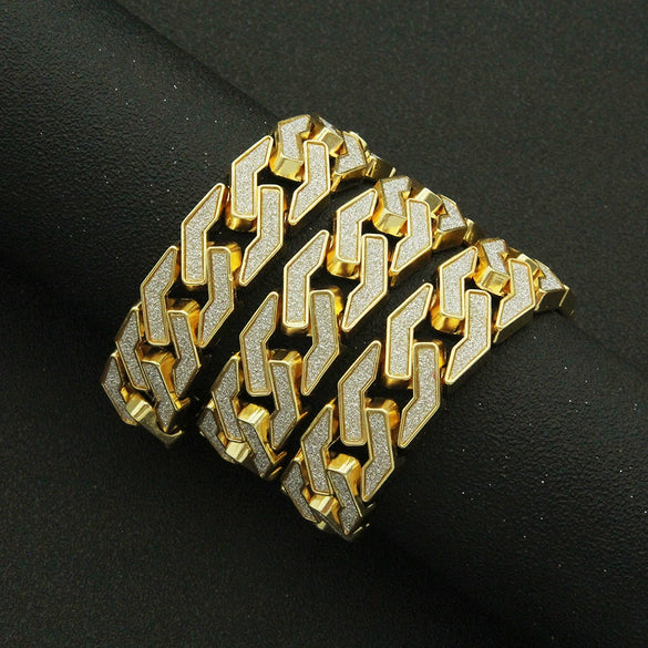 Men's Motorcycle Glitter Alloy Cuban Chain Hip Hop Geometric Electroplated Bracelet