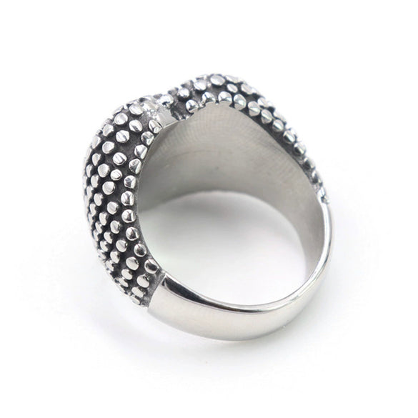 Men's Motorcycle Jewelry Stainless Steel Old Retro Boiled Black Heartshaped Ring Apply Oil