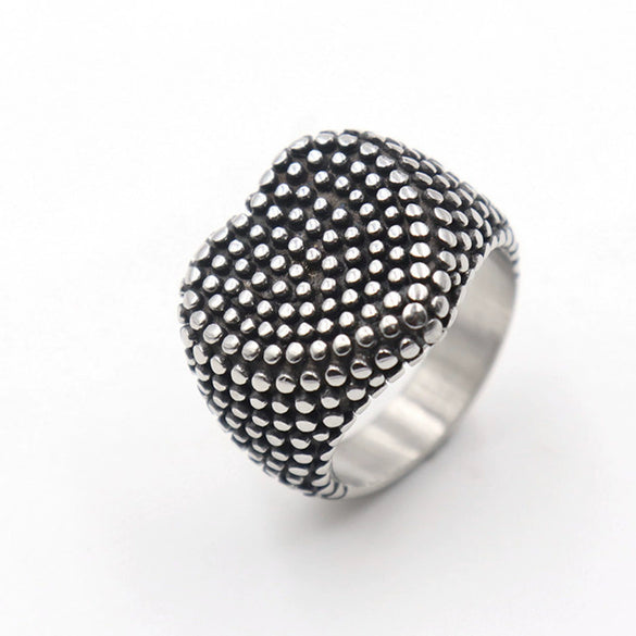 Men's Motorcycle Jewelry Stainless Steel Old Retro Boiled Black Heartshaped Ring Apply Oil