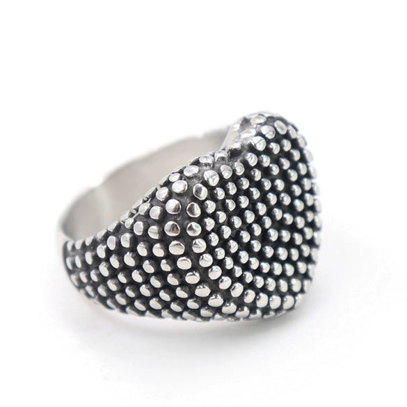 Men's Motorcycle Jewelry Stainless Steel Old Retro Boiled Black Heartshaped Ring Apply Oil
