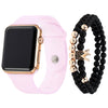 Men's Movement Style Silicone And Stainless Steel Square Electronic Watch Bracelet Suit