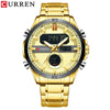 Men's Multifunction Dualdisplay Luminous Calendar Week Watch Metal Case Stainless Steel Band Round Dial Business Style