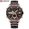 Men's Multifunction Dualdisplay Luminous Calendar Week Watch Metal Case Stainless Steel Band Round Dial Business Style