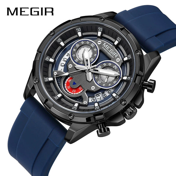 Men's Multifunction Luminous Calendar Watch Clown Style Alloy Case Silicone Strap