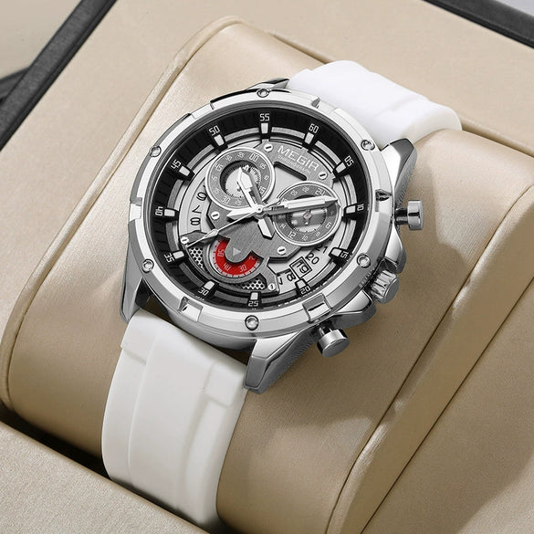 Men's Multifunction Luminous Calendar Watch Clown Style Alloy Case Silicone Strap