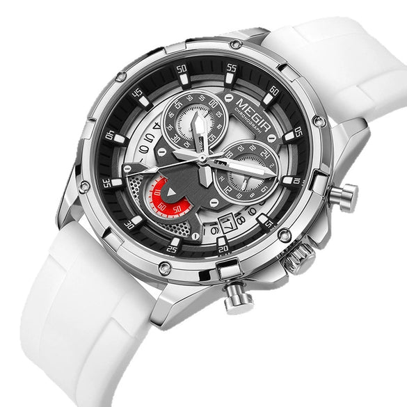 Men's Multifunction Luminous Calendar Watch Clown Style Alloy Case Silicone Strap