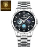 Men's Multifunction Quartz Watch Stainless Steel Strap Alloy Case Round Dial Leisure Style