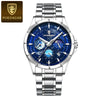 Men's Multifunction Quartz Watch Stainless Steel Strap Alloy Case Round Dial Leisure Style