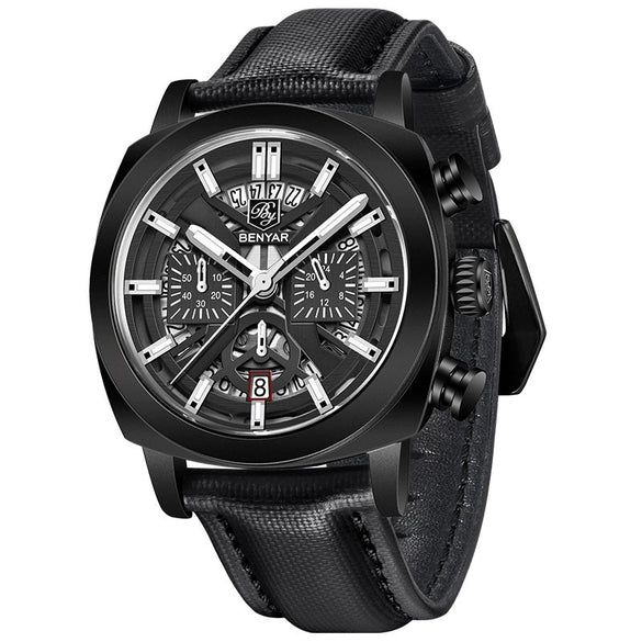 Men's Multifunction Quartz Waterproof Calendar Business Watch With Printed Logo Made Of Zinc Alloy And Mineral Reinforced Glass Mirror