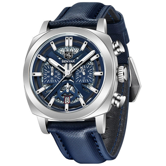 Men's Multifunction Quartz Waterproof Calendar Business Watch With Printed Logo Made Of Zinc Alloy And Mineral Reinforced Glass Mirror