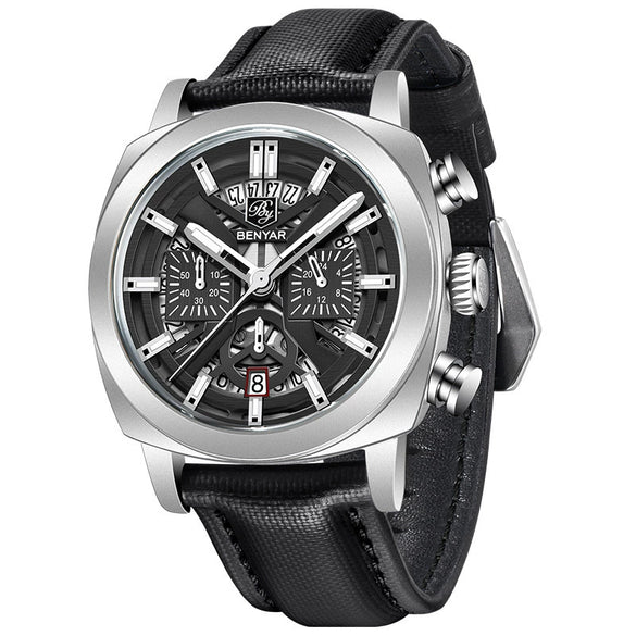 Men's Multifunction Quartz Waterproof Calendar Business Watch With Printed Logo Made Of Zinc Alloy And Mineral Reinforced Glass Mirror