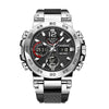 Men's Multifunction Waterproof Sports Watch With Zinc Alloy Case Silicone Strap And Mineral Strengthened Glass Mirror Geometric Style Round Dial