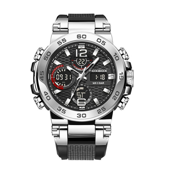 Men's Multifunction Waterproof Sports Watch With Zinc Alloy Case Silicone Strap And Mineral Strengthened Glass Mirror Geometric Style Round Dial