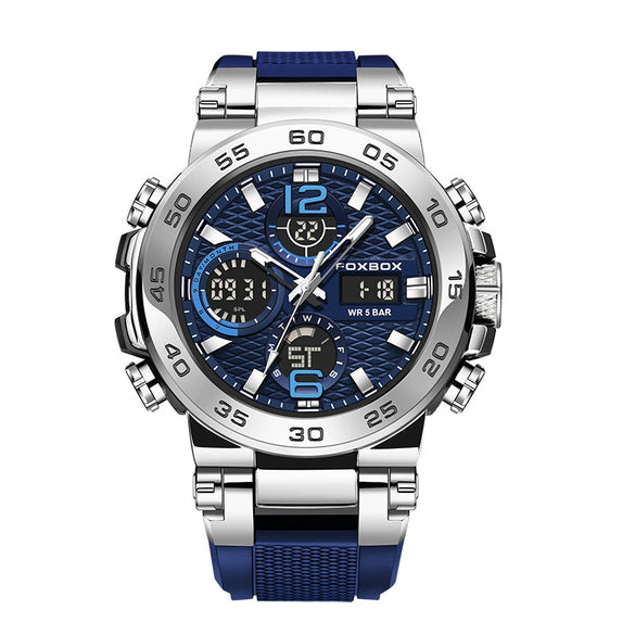Men's Multifunction Waterproof Sports Watch With Zinc Alloy Case Silicone Strap And Mineral Strengthened Glass Mirror Geometric Style Round Dial