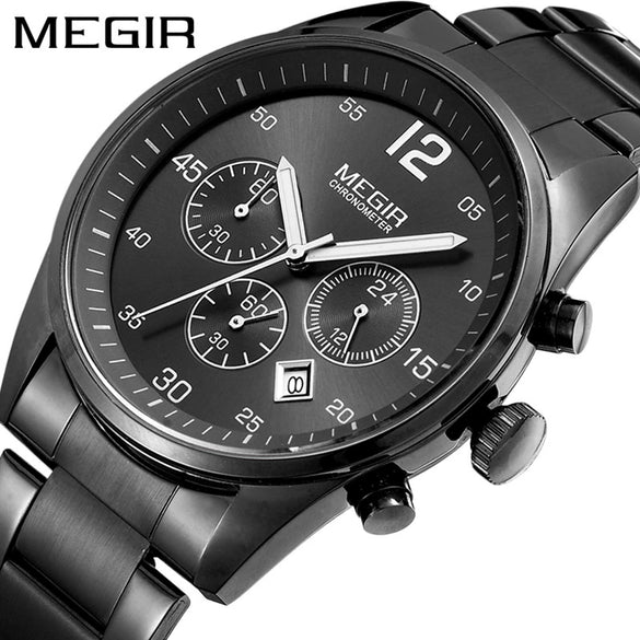 Men's Multifunctional Alloy Watch Luminous Waterproof Quartz Round Dial
