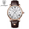 Men's Multifunctional Belt Quartz Watch Genuine Leather Alloy Case Sapphire Crystal Glass Mirror Round Dial Leisure Style
