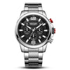 Men's Multifunctional Business Sports Quartz Watch Alloy Case Stainless Steel Belt Round Dial