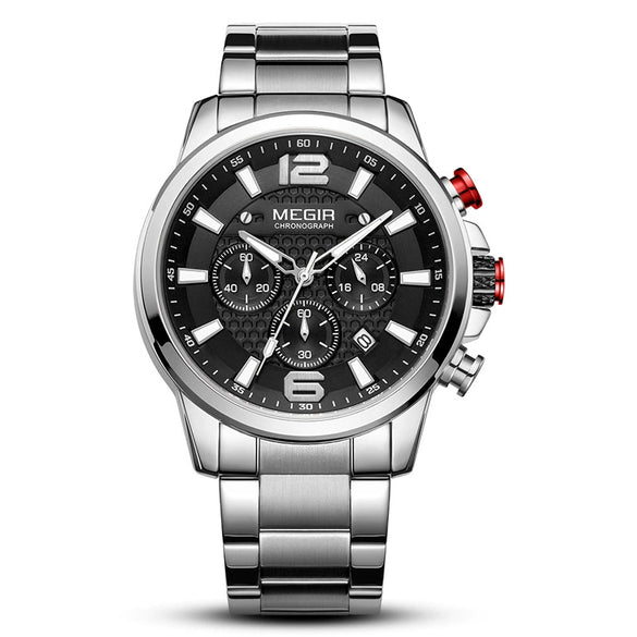 Men's Multifunctional Business Sports Quartz Watch Alloy Case Stainless Steel Belt Round Dial