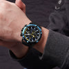 Men's Multifunctional Chronograph Calendar Quartz Watch Alloy Case Genuine Leather Strap Round Dial