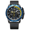 Men's Multifunctional Chronograph Calendar Quartz Watch Alloy Case Genuine Leather Strap Round Dial