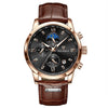 Men's Multifunctional Chronograph Quartz Watch Alloy Case Genuine Leather Strap Round Dial Leisure Style