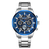 Men's Multifunctional Chronograph Sports Business Luminous Watch Alloy Case Steel Strap Round Dial