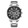 Men's Multifunctional Chronograph Sports Business Luminous Watch Alloy Case Steel Strap Round Dial