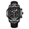 Men's Multifunctional Chronograph Waterproof Luminous Leather Sport Quartz Watch Alloy Case Stainless Steel Clasp Genuine Leather Strap Round Dial