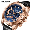 Men's Multifunctional Chronograph Waterproof Luminous Leather Sport Quartz Watch Alloy Case Stainless Steel Clasp Genuine Leather Strap Round Dial