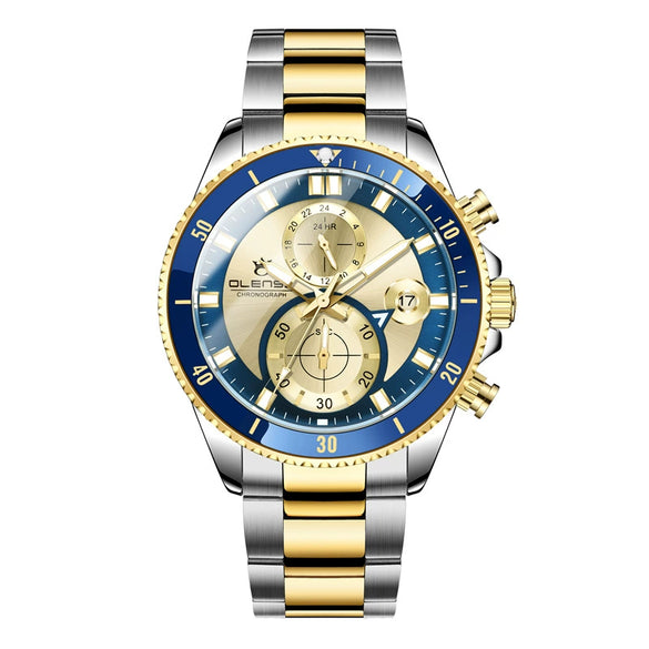 Men's Multifunctional Creative Business Watch With Round Dial Stainless Steel Band Metal Case