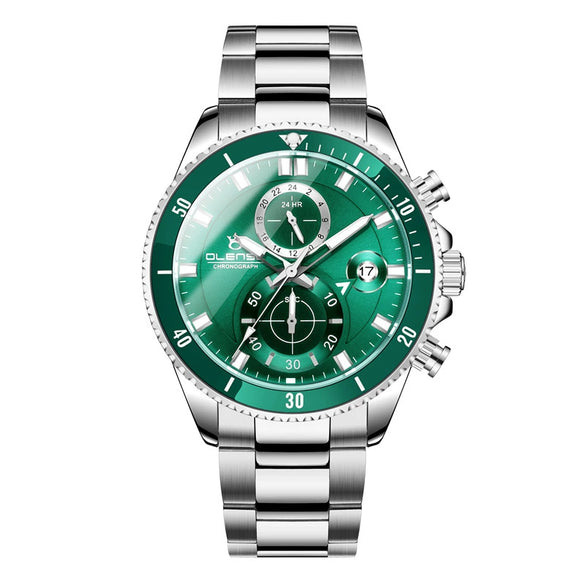 Men's Multifunctional Creative Business Watch With Round Dial Stainless Steel Band Metal Case