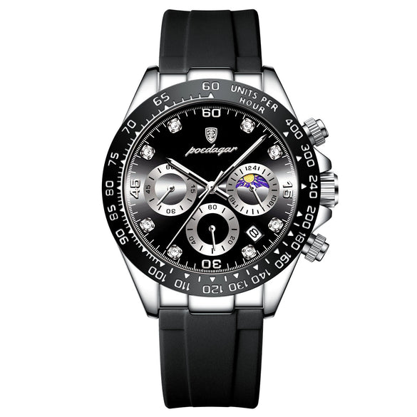 Men's Multifunctional Leisure Waterproof Quartz Watch Alloy Case Stainless Steel Strap Round Dial