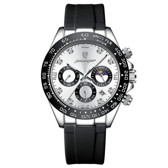 Men's Multifunctional Leisure Waterproof Quartz Watch Alloy Case Stainless Steel Strap Round Dial