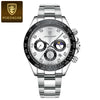 Men's Multifunctional Leisure Waterproof Quartz Watch Alloy Case Stainless Steel Strap Round Dial