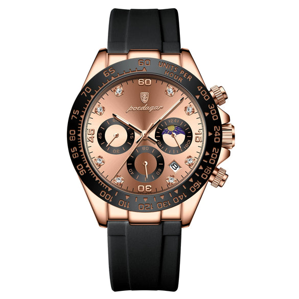 Men's Multifunctional Leisure Waterproof Quartz Watch Alloy Case Stainless Steel Strap Round Dial