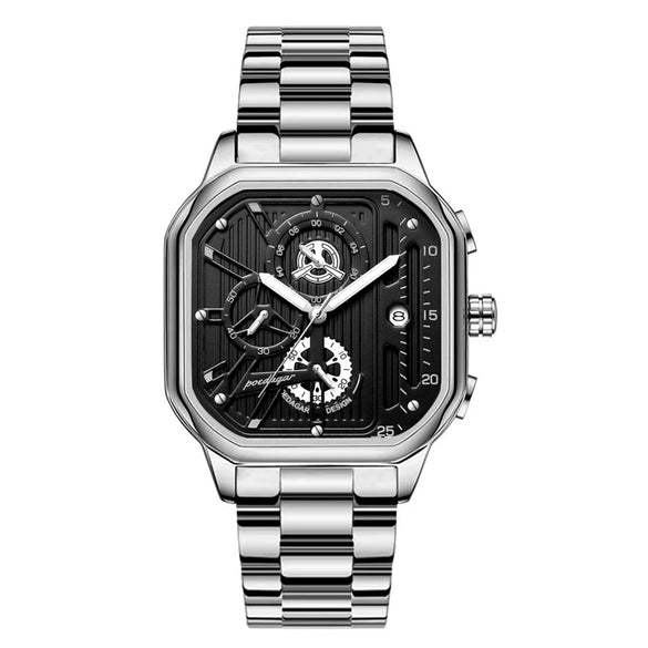 Men's Multifunctional Luminous Waterproof Sport Watch With Alloy Case Stainless Steel Strap And Square Dial