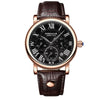 Men's Multifunctional Quartz Watch Alloy Case Sapphire Crystal Glass Mirror Genuine Leather Strap Round Dial Leisure Style
