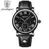 Men's Multifunctional Quartz Watch Alloy Case Sapphire Crystal Glass Mirror Genuine Leather Strap Round Dial Leisure Style