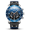 Men's Multifunctional Sports Chronograph Luminous Waterproof Quartz Watch Alloy Case Genuine Leather Strap Stainless Steel Clasp Round Dial Mineral Strengthened Glass Mirror