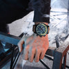 Men's Multifunctional Sports Waterproof Quartz Watch Alloy Case Genuine Leather Strap Round Dial