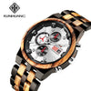 Men's Multifunctional Sports Wooden Watch Round Dial Leisure Style Plexiglass Mirror Stainless Steel Clasp Wood Strap