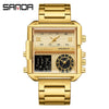 Men's Multifunctional Waterproof Electronic Watch With Zinc Alloy Case Genuine Leather Strap Square Dial And High Hardness Mineral Tempered Mirror