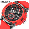 Men's Multifunctional Waterproof Luminous Alloy Case And Silicone Strap Sports Quartz Watch With Round Dial