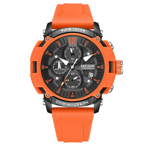 Men's Multifunctional Waterproof Luminous Alloy Case And Silicone Strap Sports Quartz Watch With Round Dial