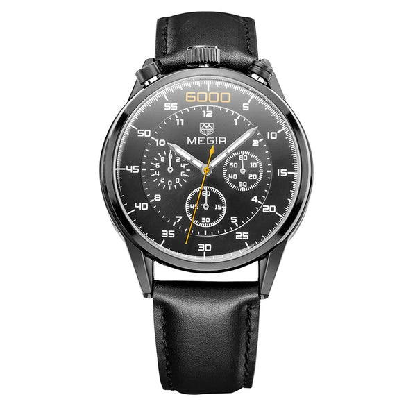 Men's Multifunctional Waterproof Luminous Watch Alloy Case Leather Canvas Strap Round Dial