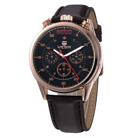 Men's Multifunctional Waterproof Luminous Watch Alloy Case Leather Canvas Strap Round Dial