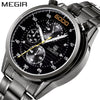 Men's Multifunctional Waterproof Luminous Watch Alloy Case Leather Canvas Strap Round Dial